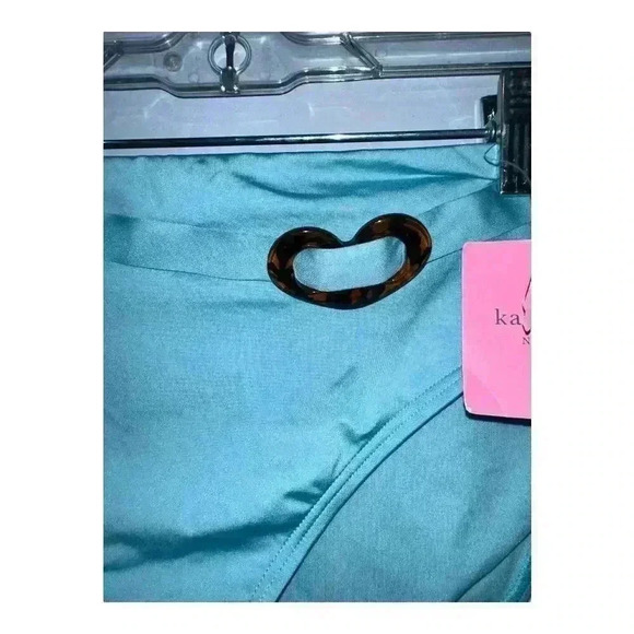 Kate Spade Blue Heart Buckle High Waist Bikini Bottom, Small - Picture 3 of 8